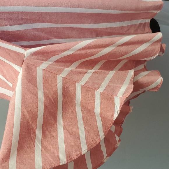 Fever Offshoulder Cotton Blouse washed Red with white stripes Wide Bell Sleeve S - Picture 4 of 7